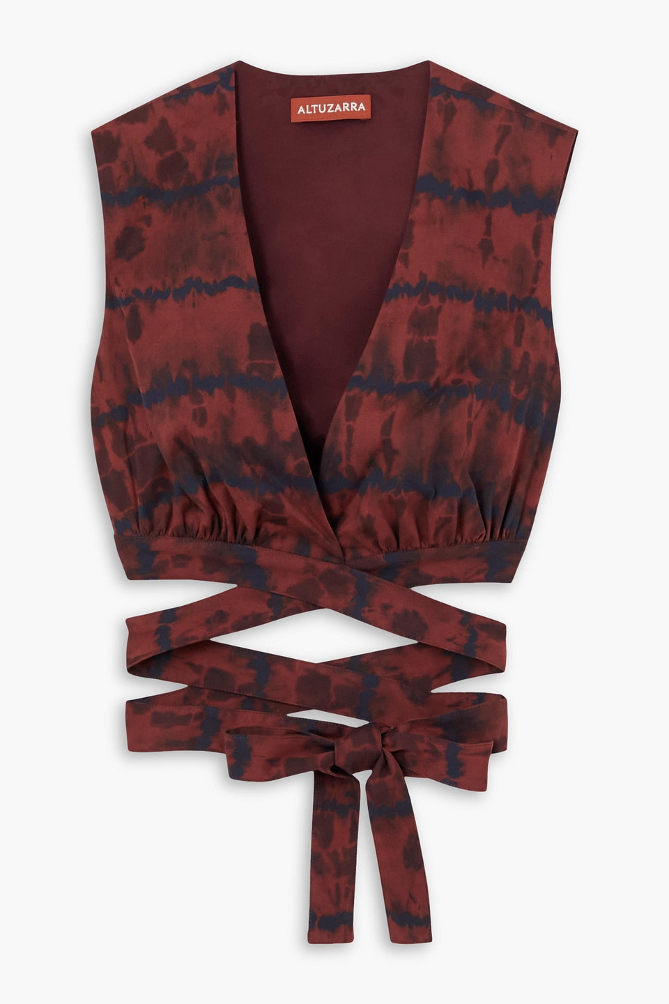 Altuzarra Ayo Cropped Printed Cotton-blend Top In Brick