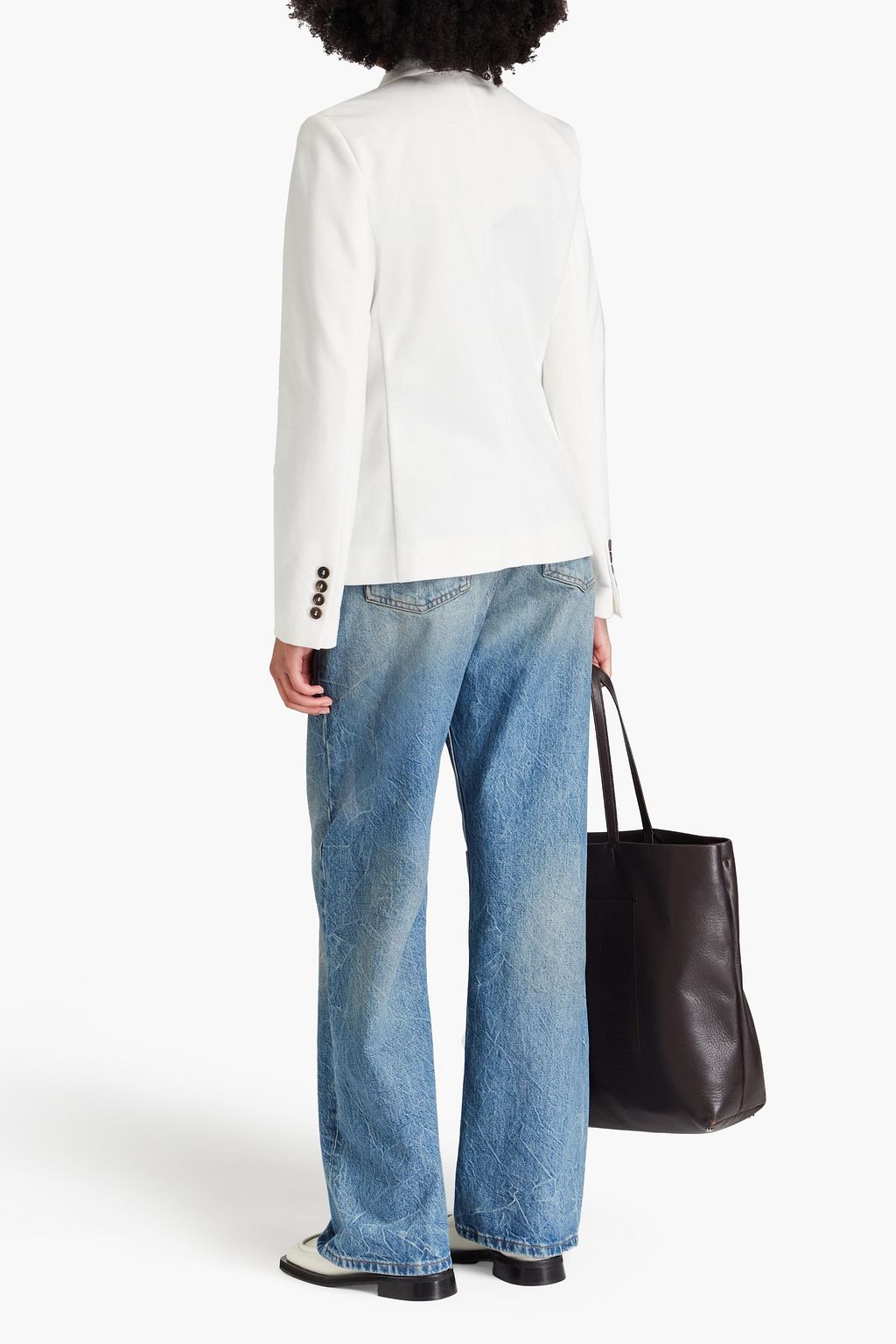 BRUNELLO CUCINELLI Doppelreihiger Blazer aus Jersey aus einer Baumwollmischung mit Zierperlen