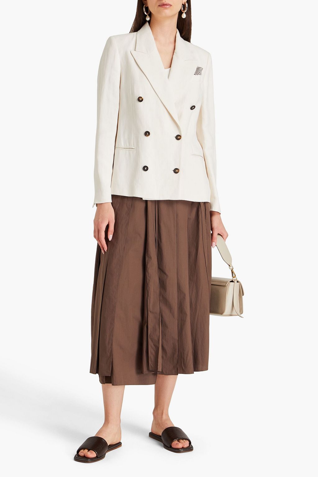 BRUNELLO CUCINELLI Doppelreihiger Blazer aus Twill mit Zierperlen