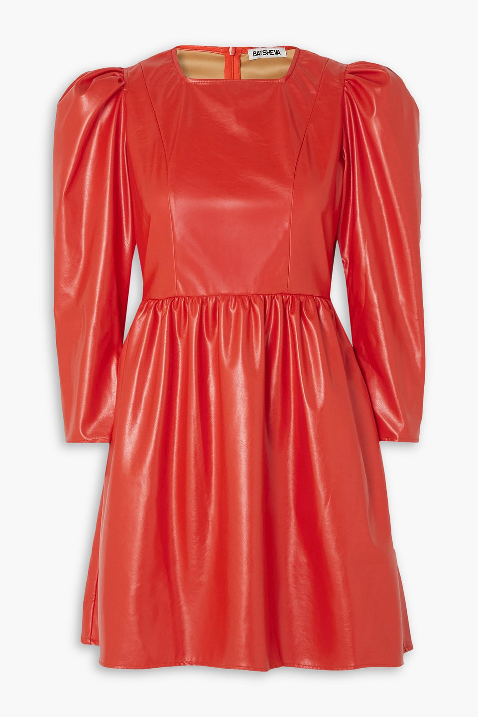 Batsheva Vinyl Mini Dress In Orange