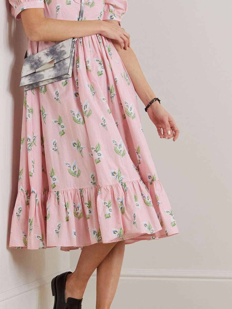 may ruffled floral-print cotton-poplin midi dress