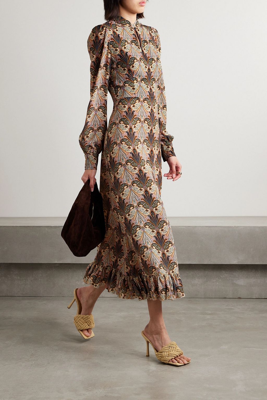 ETRO Ruffled printed crepe midi dress