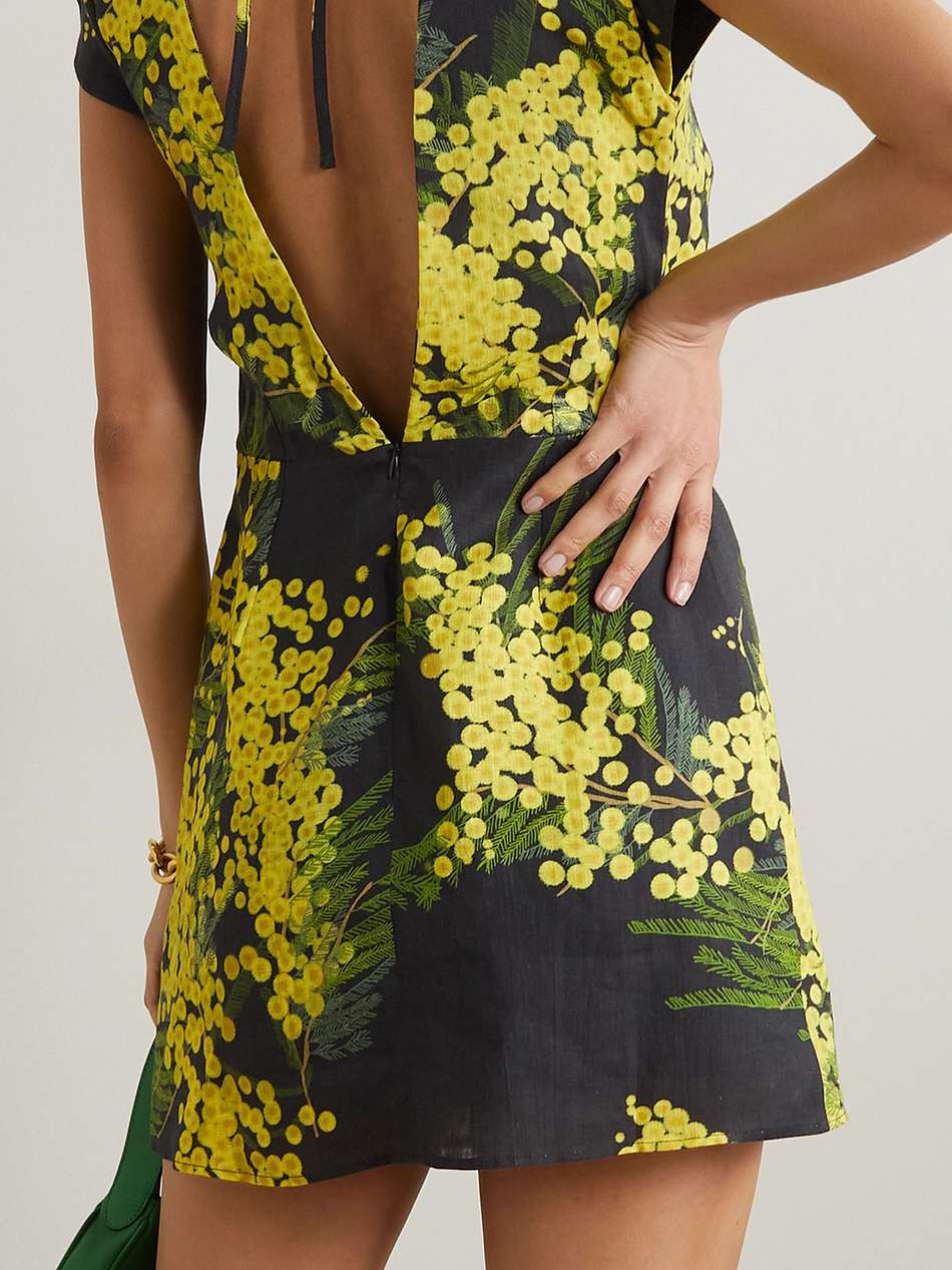 anne cutout floral-print linen mini dress