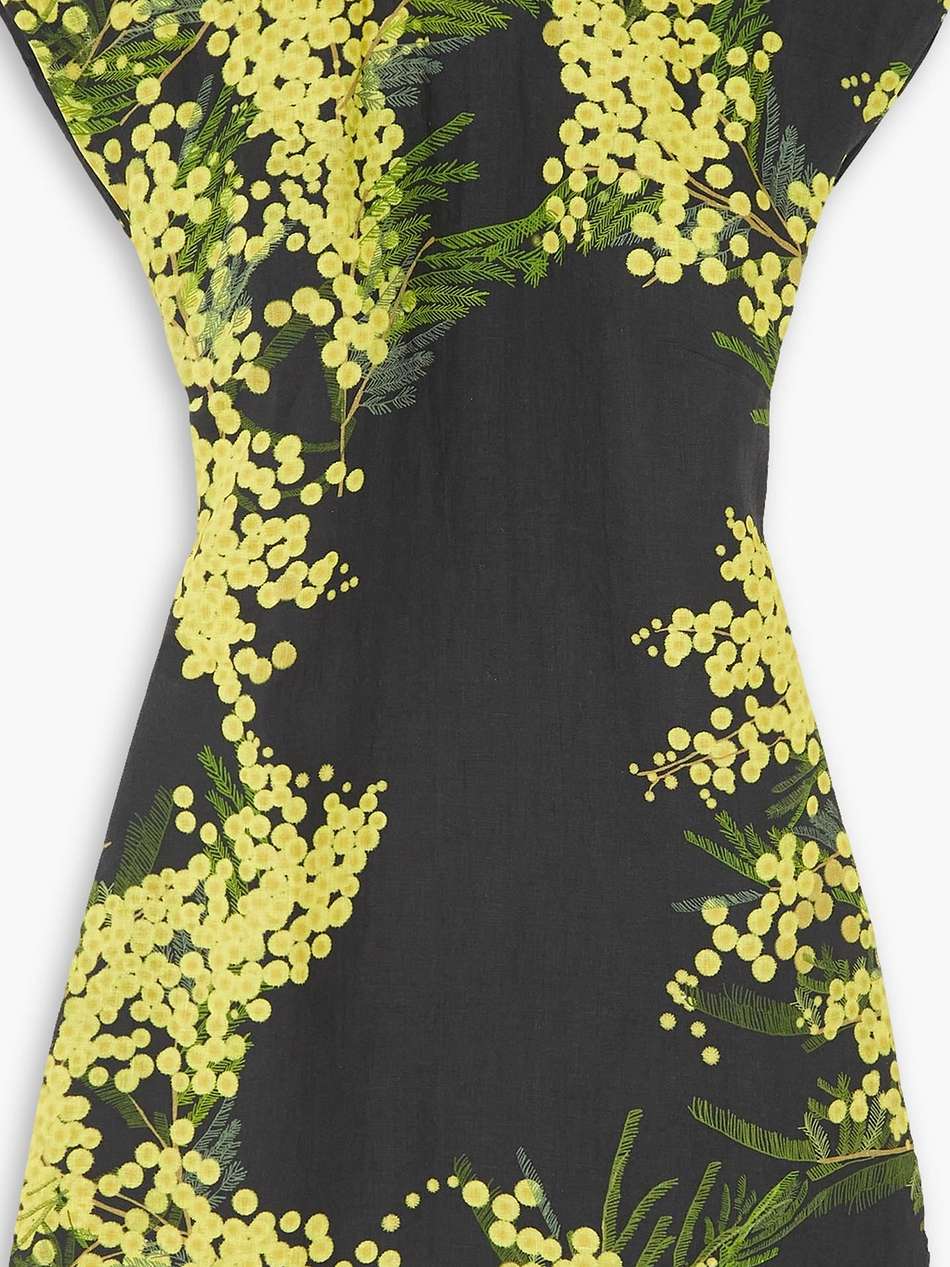 anne cutout floral-print linen mini dress