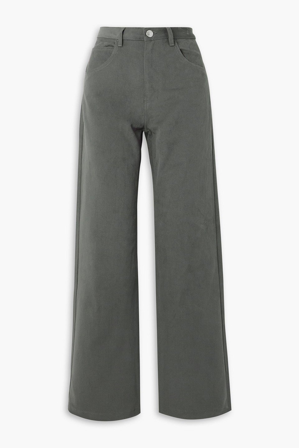 Ami Alexandre Mattiussi Straight-leg Cotton Trousers In Gray