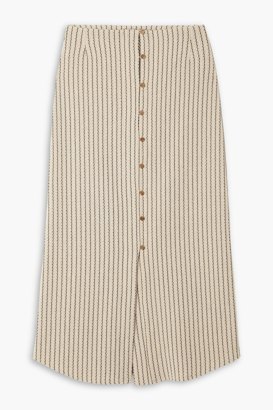 Aaizél Striped Woven Midi Skirt In Beige