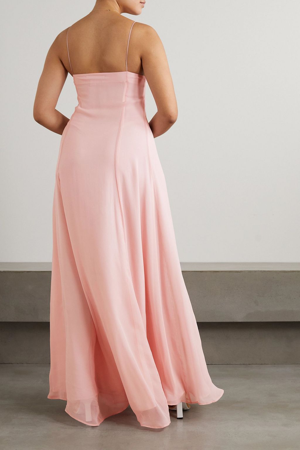 BERNADETTE Mavis bow-detailed cutout silk crepe de chine maxi dress