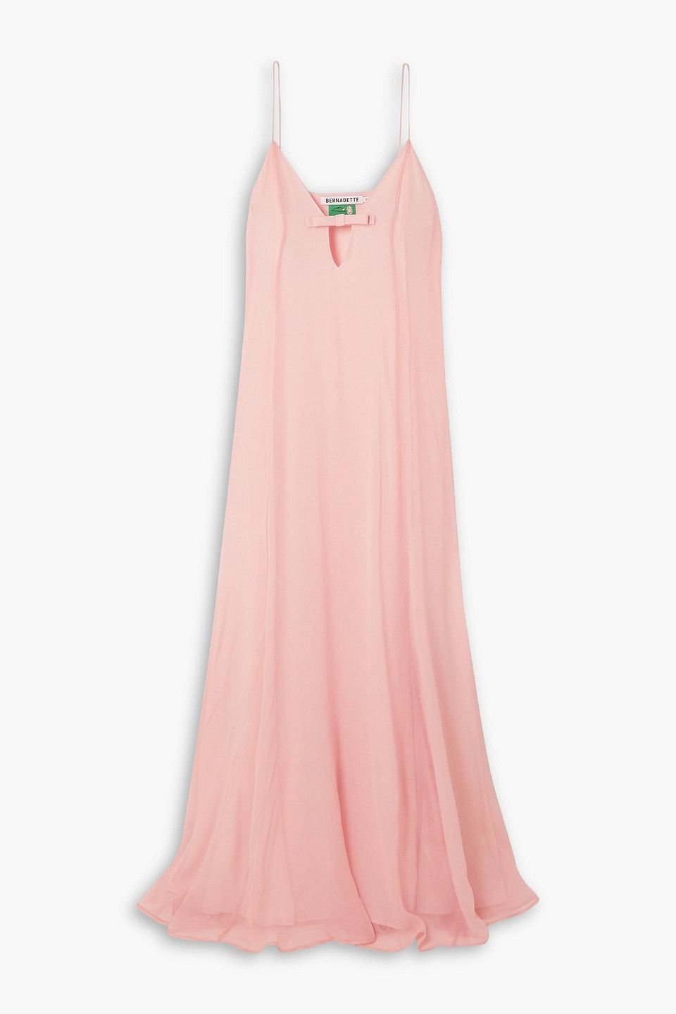 Bernadette Mavis Bow-detailed Cutout Silk Crepe De Chine Maxi Dress In Blush