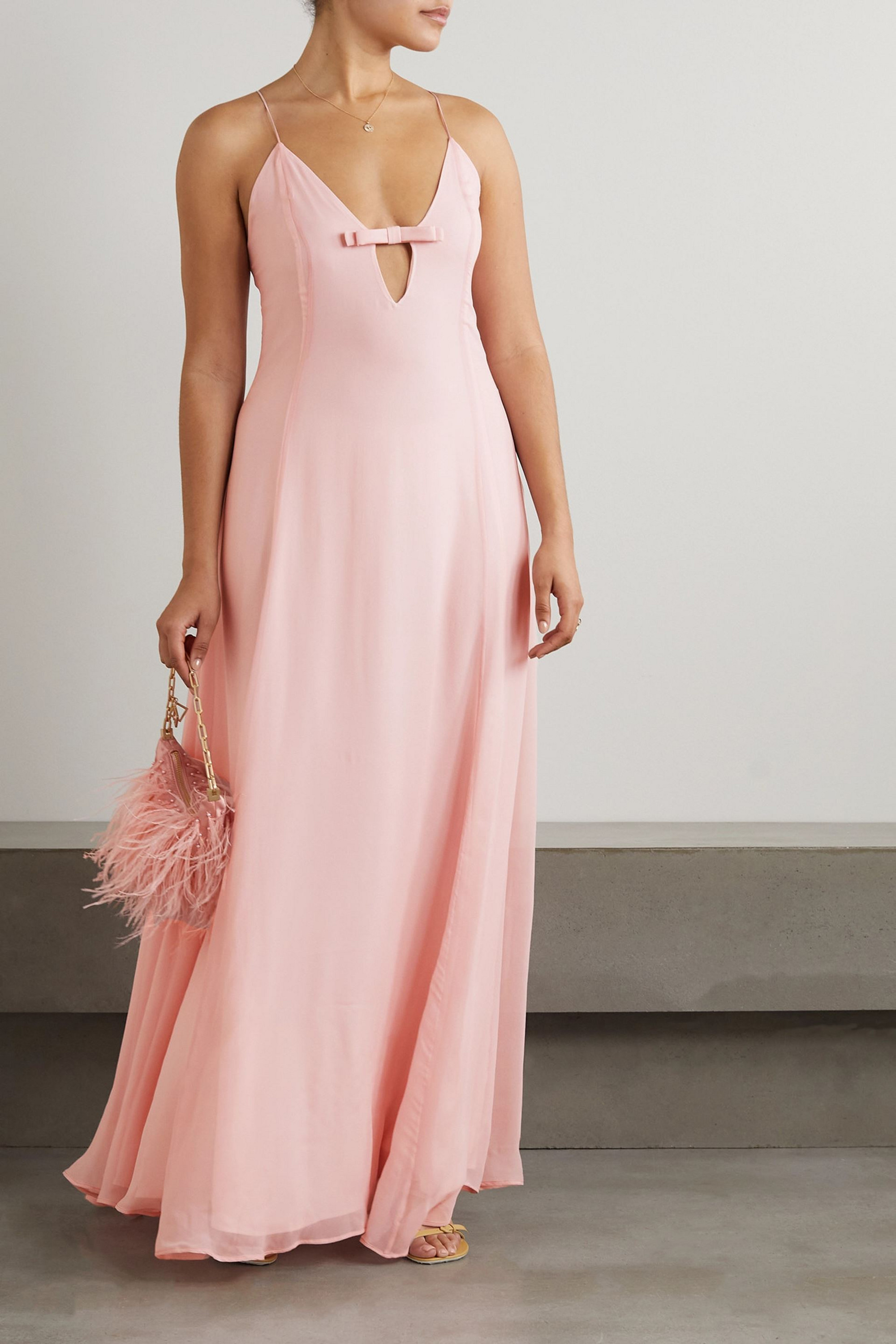 Bernadette Mavis bow-detailed cutout silk crepe de chine maxi dress