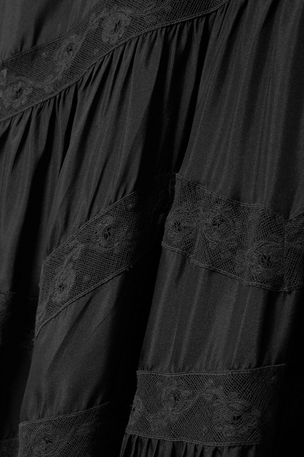 LOVESHACKFANCY Laia lace-trimmed silk maxi skirt