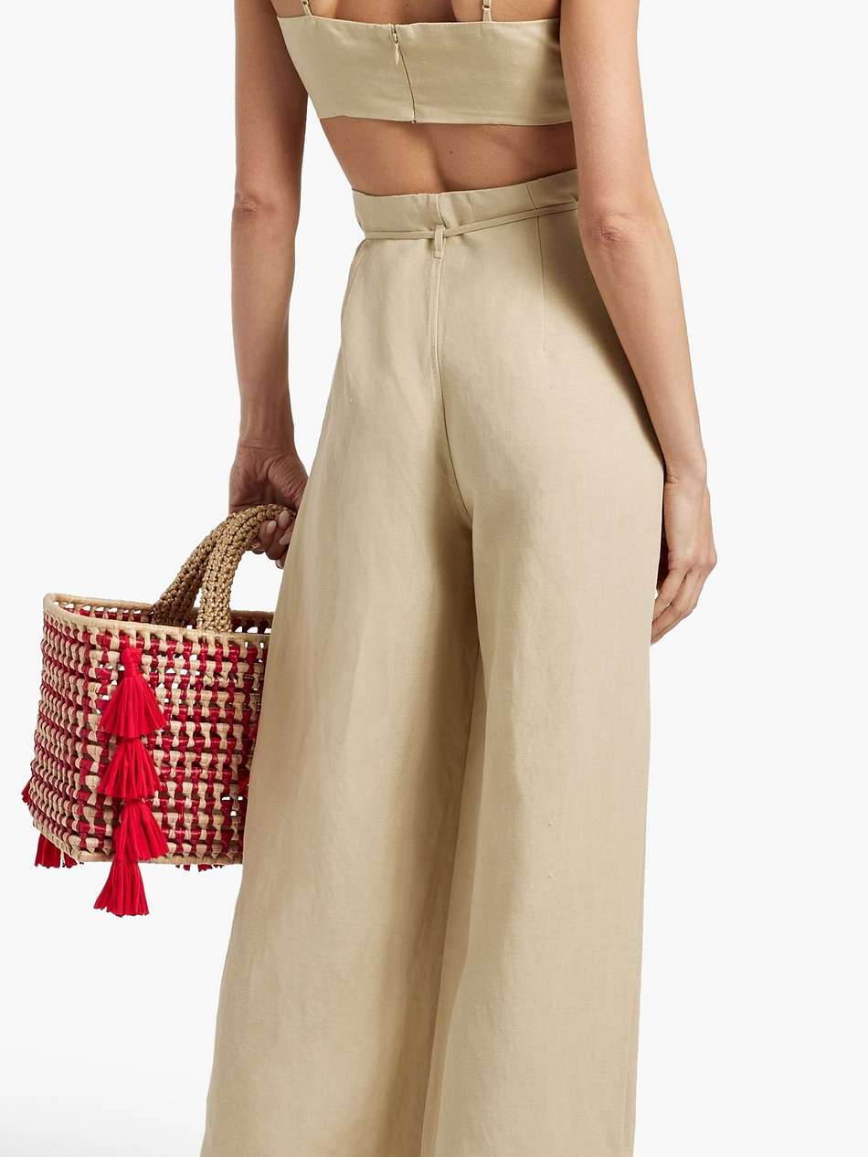 cropped linen and lyocell-blend top