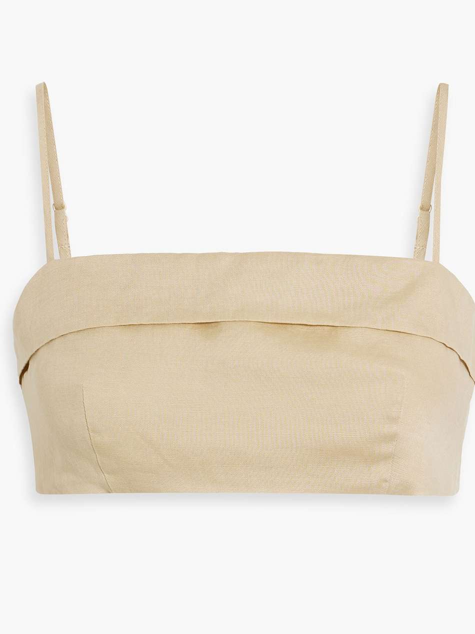 cropped linen and lyocell-blend top
