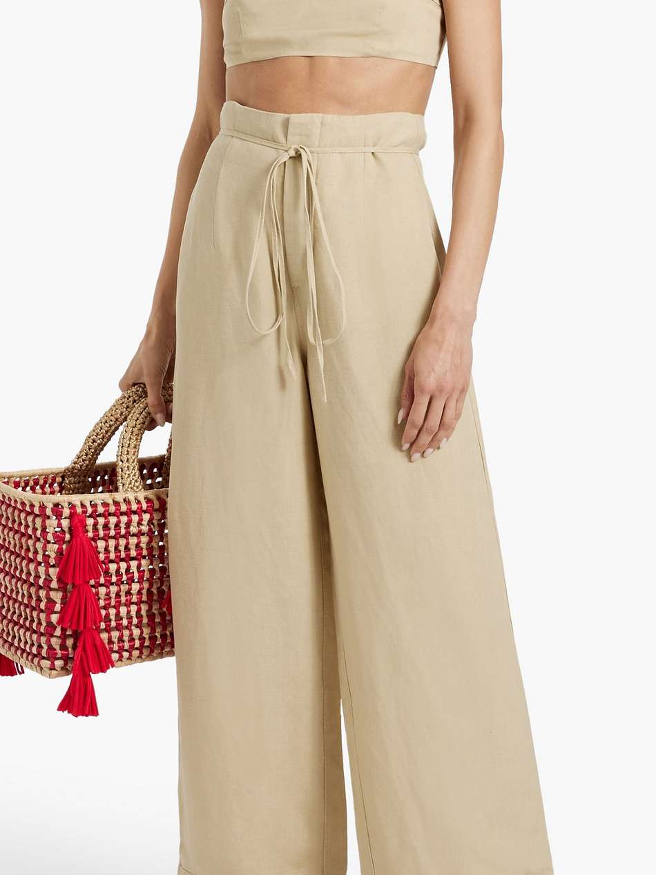 cropped linen and lyocell-blend top