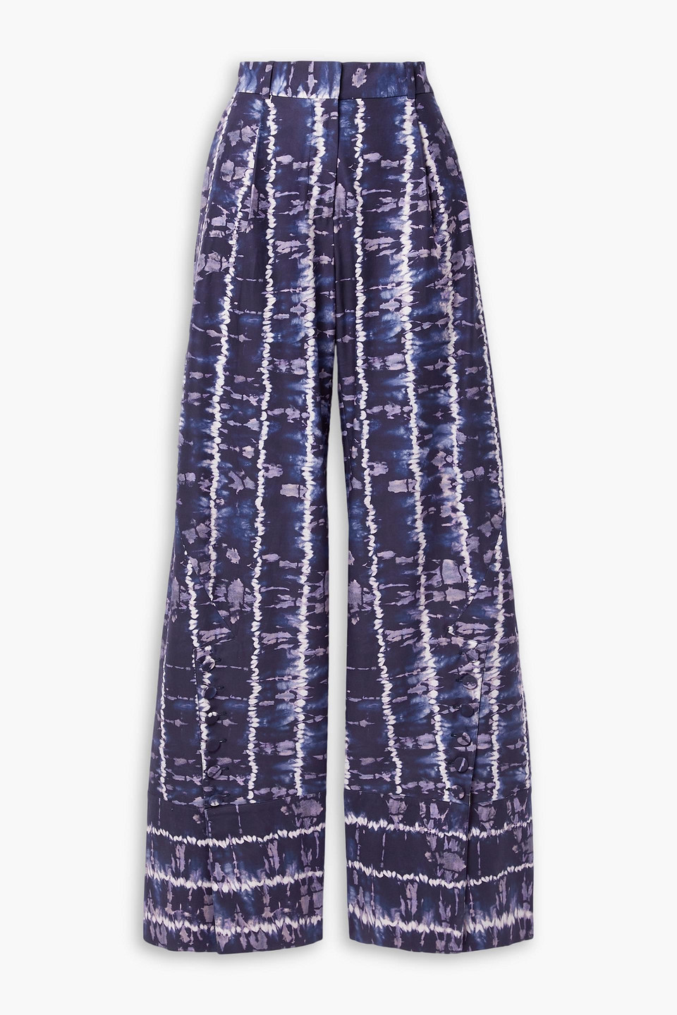 Altuzarra Hency Tie-dyed Cotton-blend Poplin Wide-leg Pants In Indigo