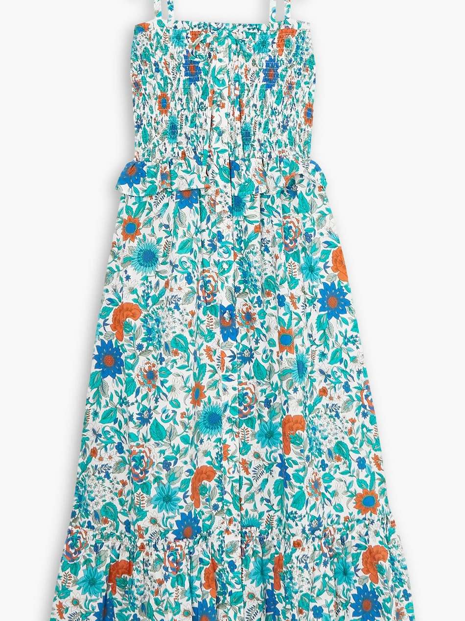 alberica shirred floral-print cotton-poplin midi dress