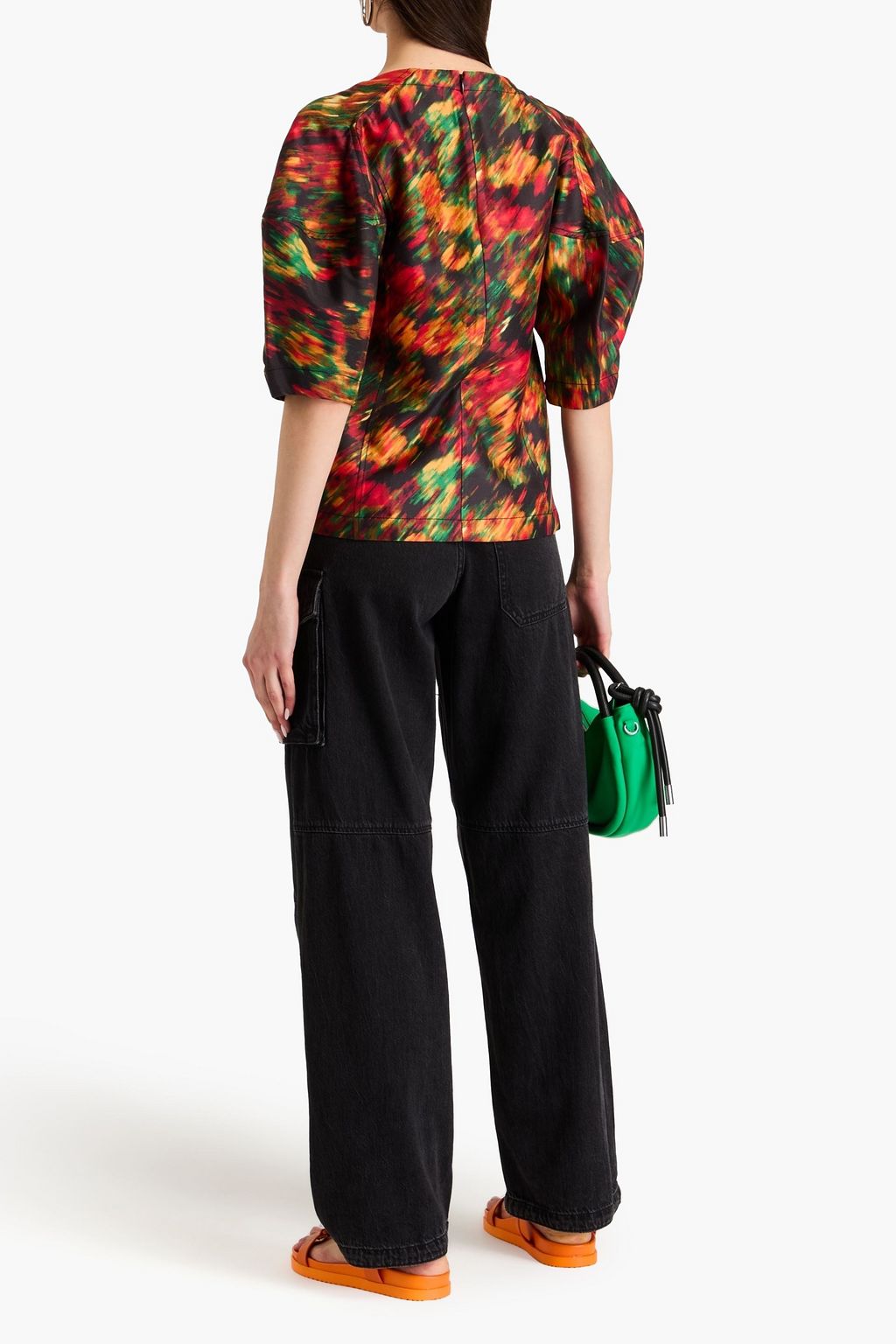 3.1 PHILLIP LIM بلوزة من التويل الساتان مطبوع برسومات