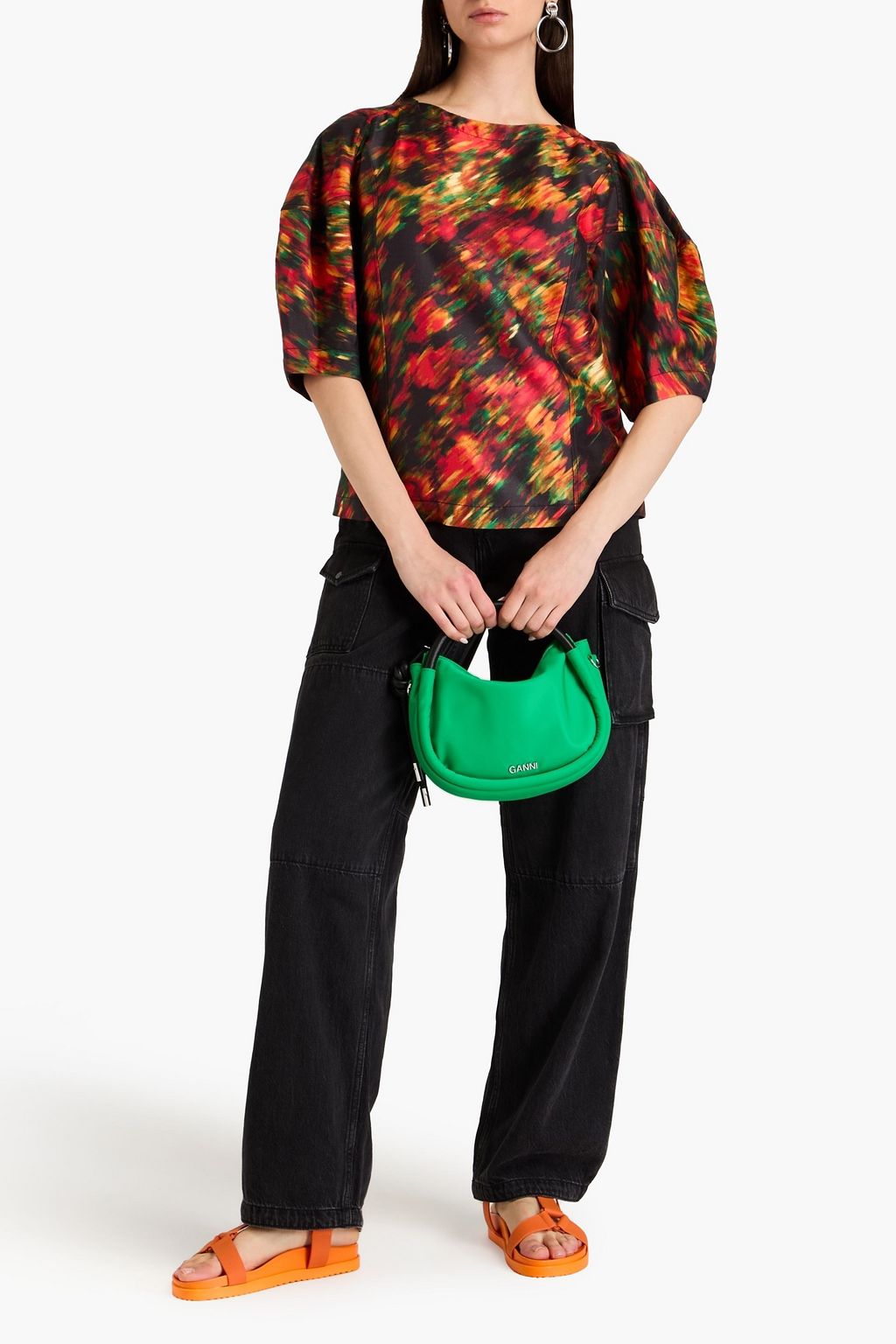 3.1 PHILLIP LIM بلوزة من التويل الساتان مطبوع برسومات