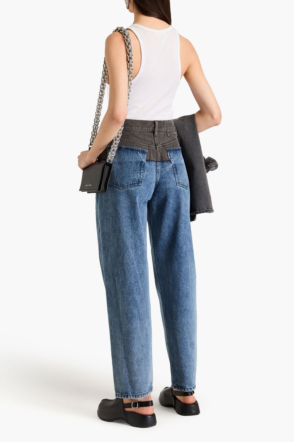 3.1 PHILLIP LIM جينز بأرجل مستقيمة وخصر عالٍ بلونين