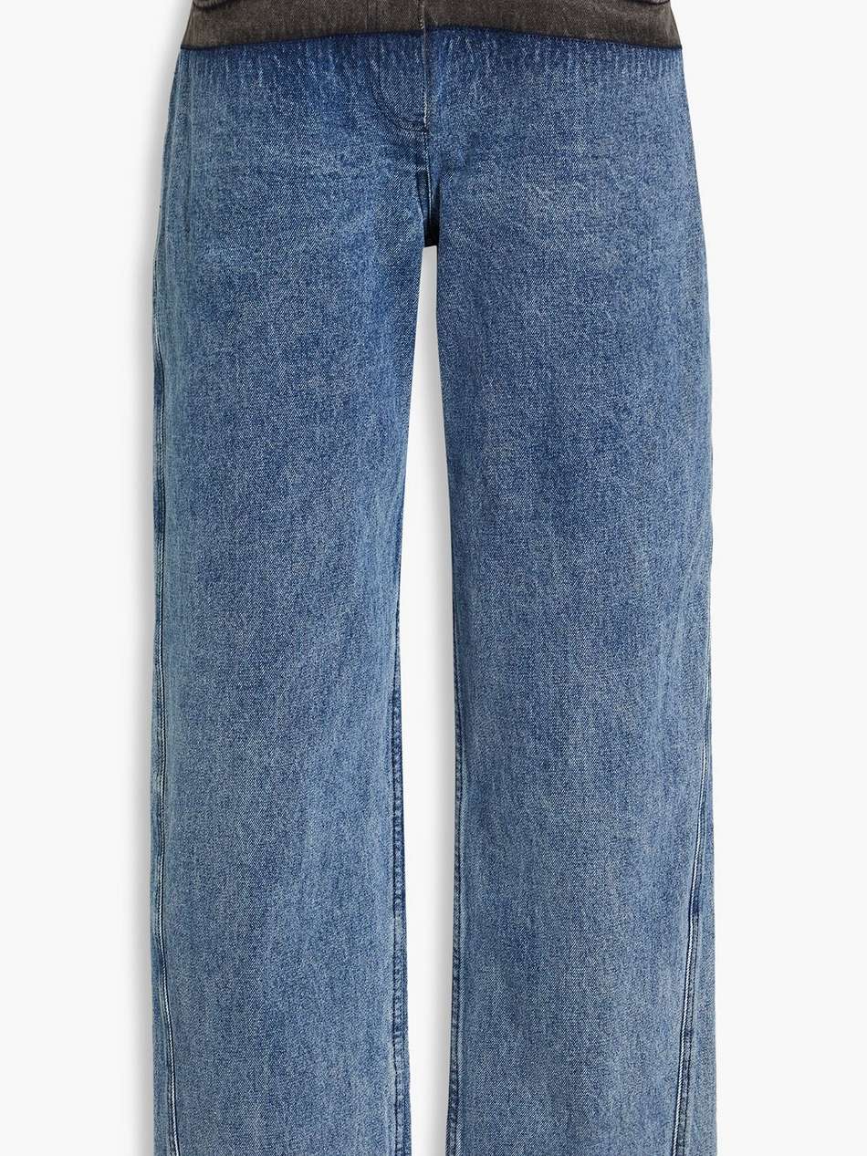 two-tone high-rise tapered jeans