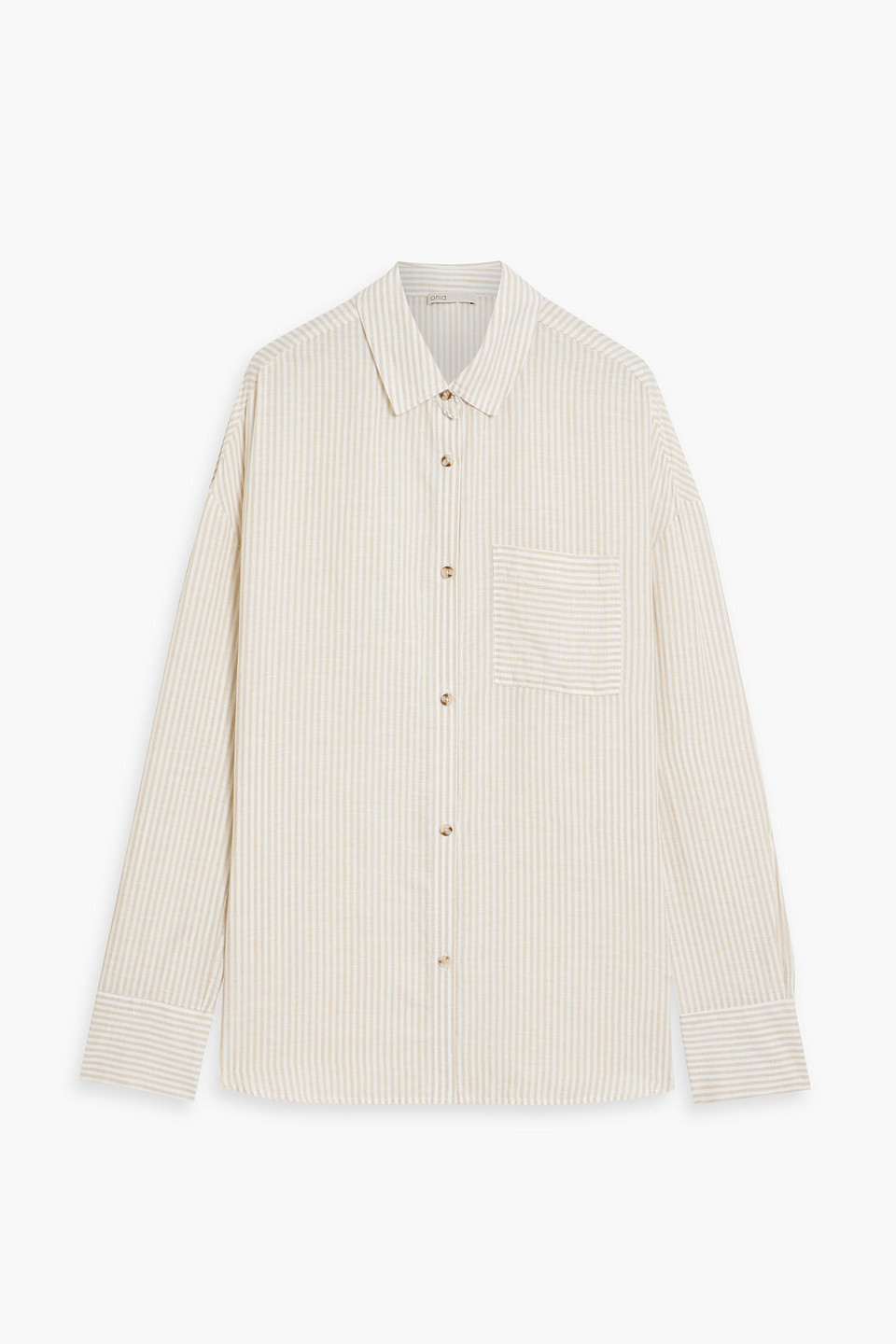 Onia Striped Linen And Lyocell-blend Shirt In Beige