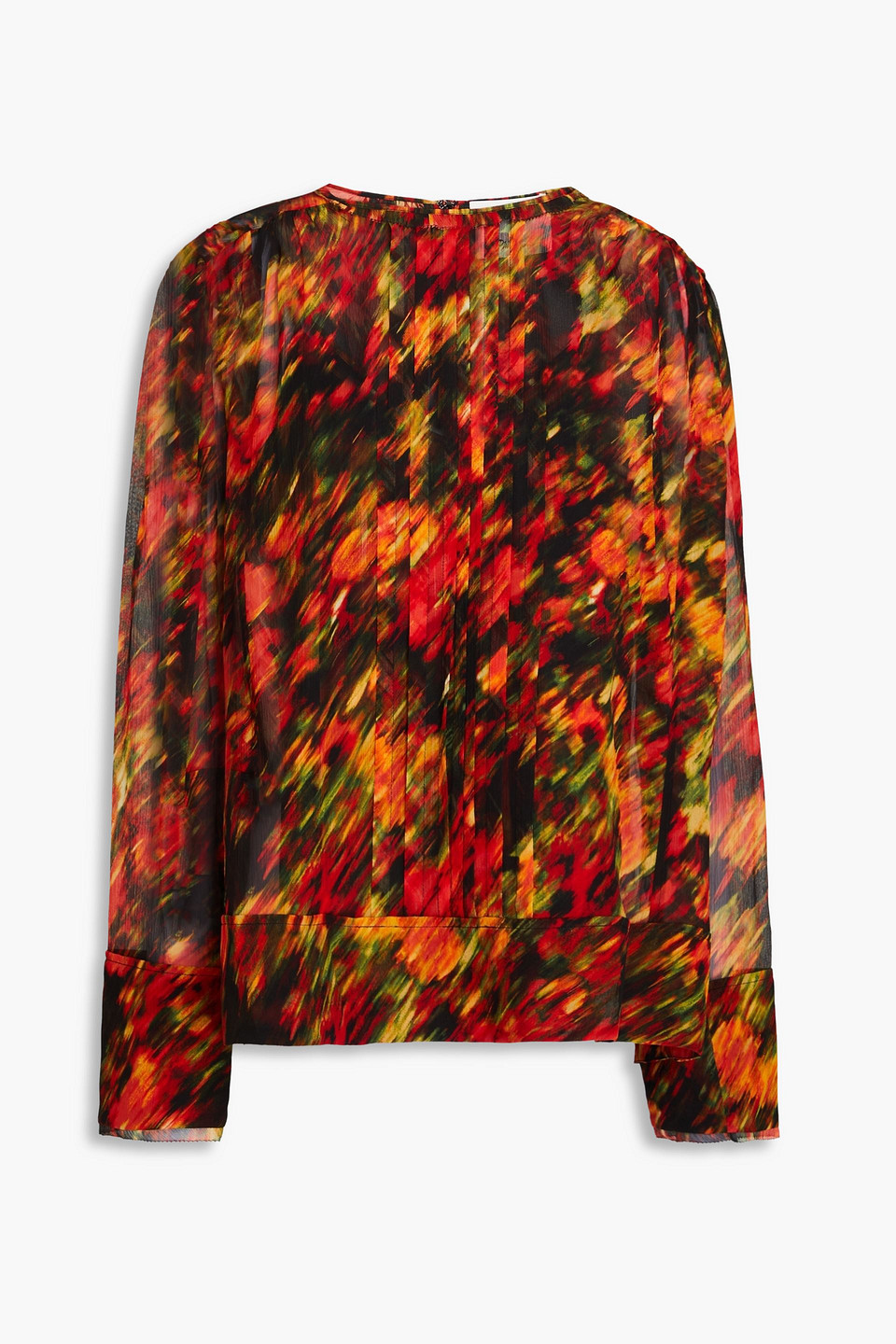 3.1 Phillip Lim Pintucked Printed Silk-georgette Blouse In Red
