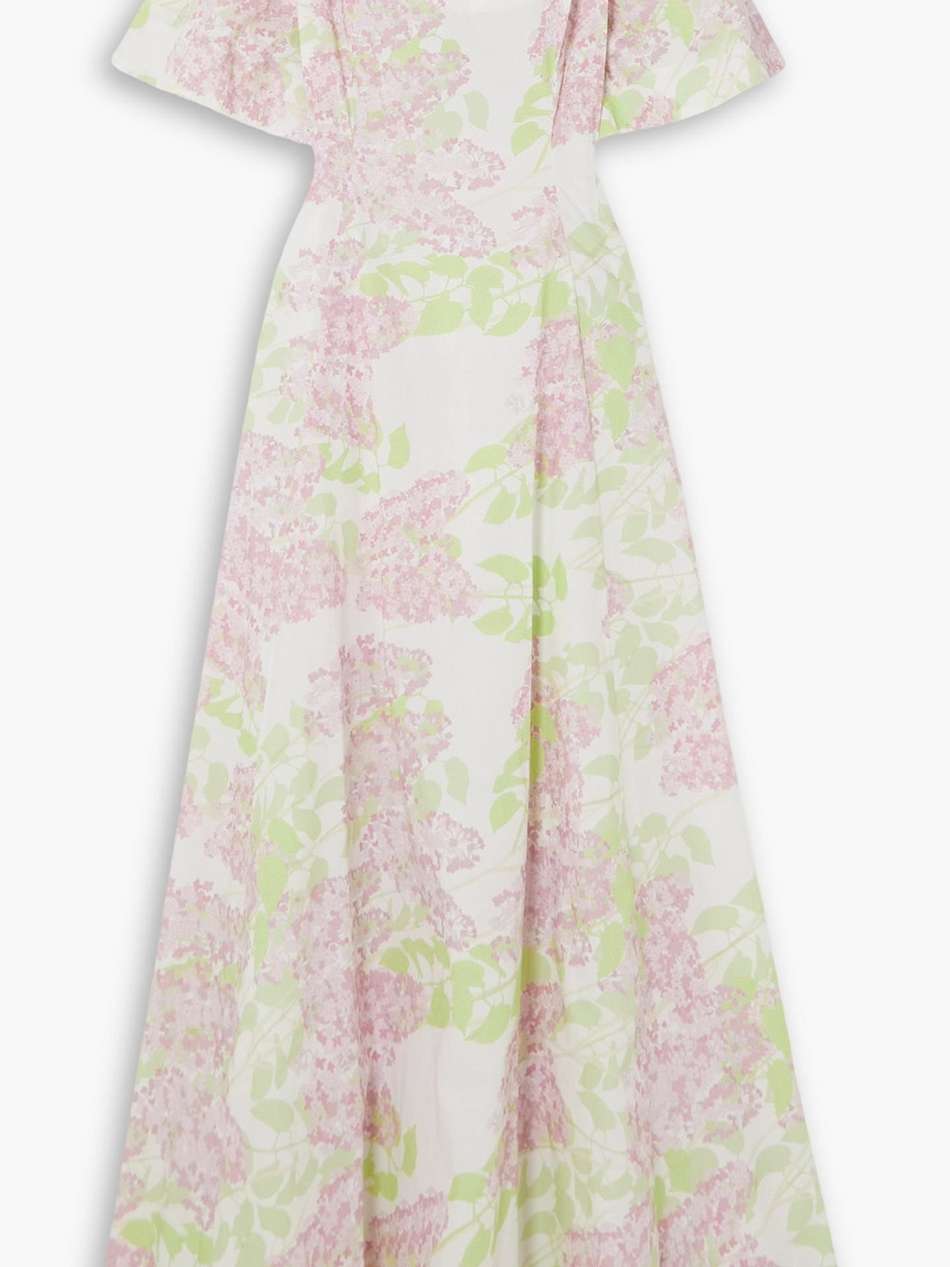 maude floral-print cotton-poplin gown