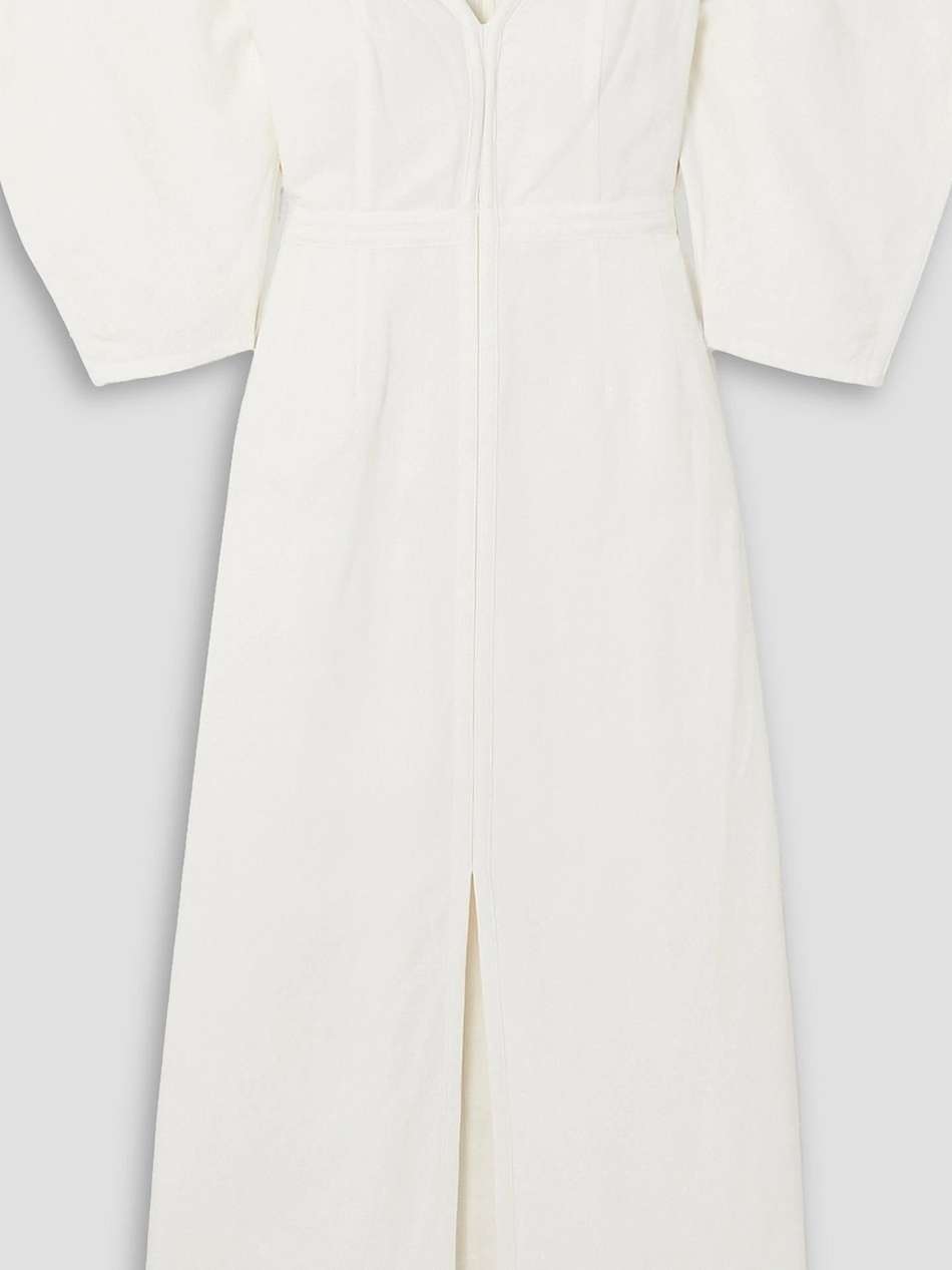 leonara off-the-shoulder tencel™ lyocell and linen-blend midi dress