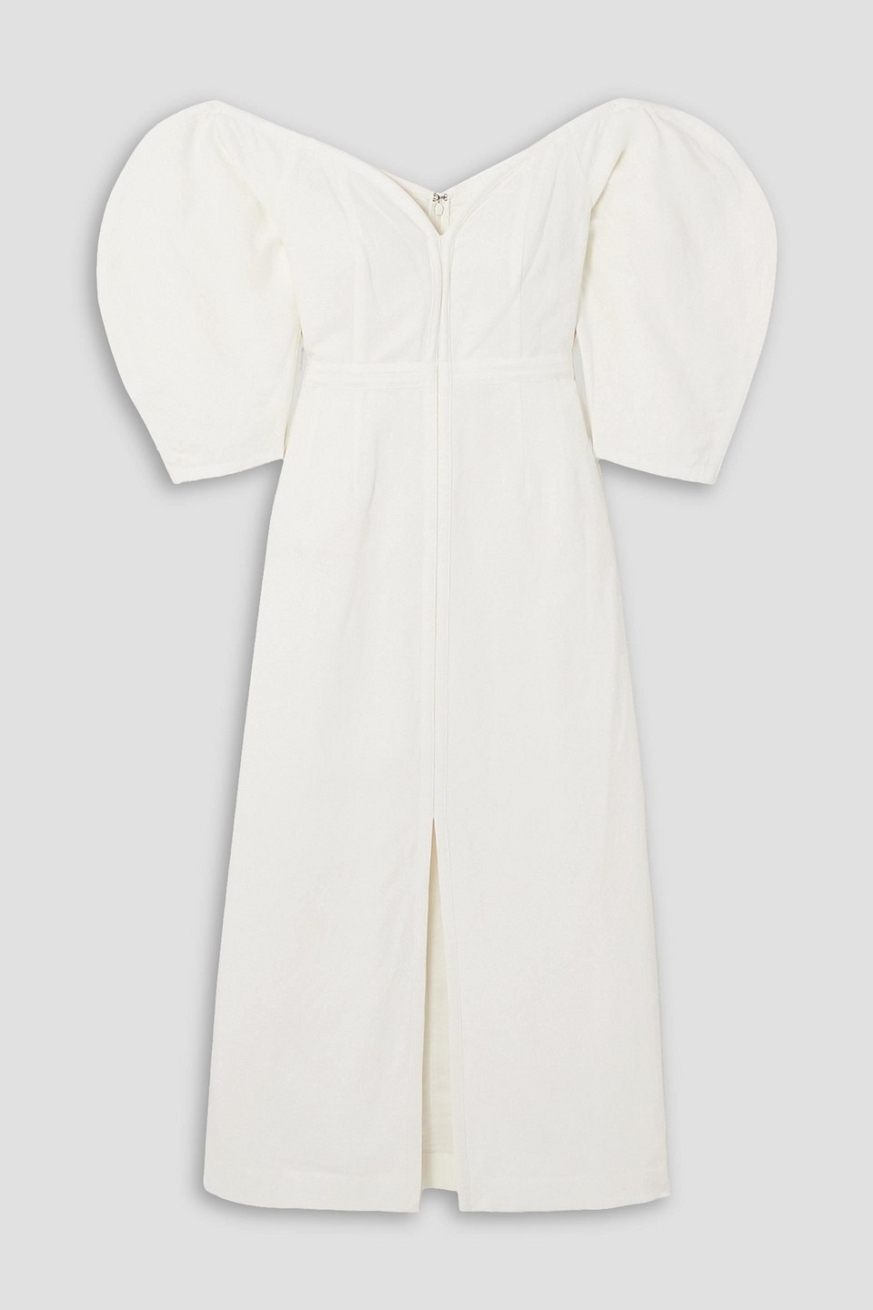 Mara Hoffman Leonara Off-the-shoulder Tencel Lyocell And Linen-blend Midi Dress In Ivory