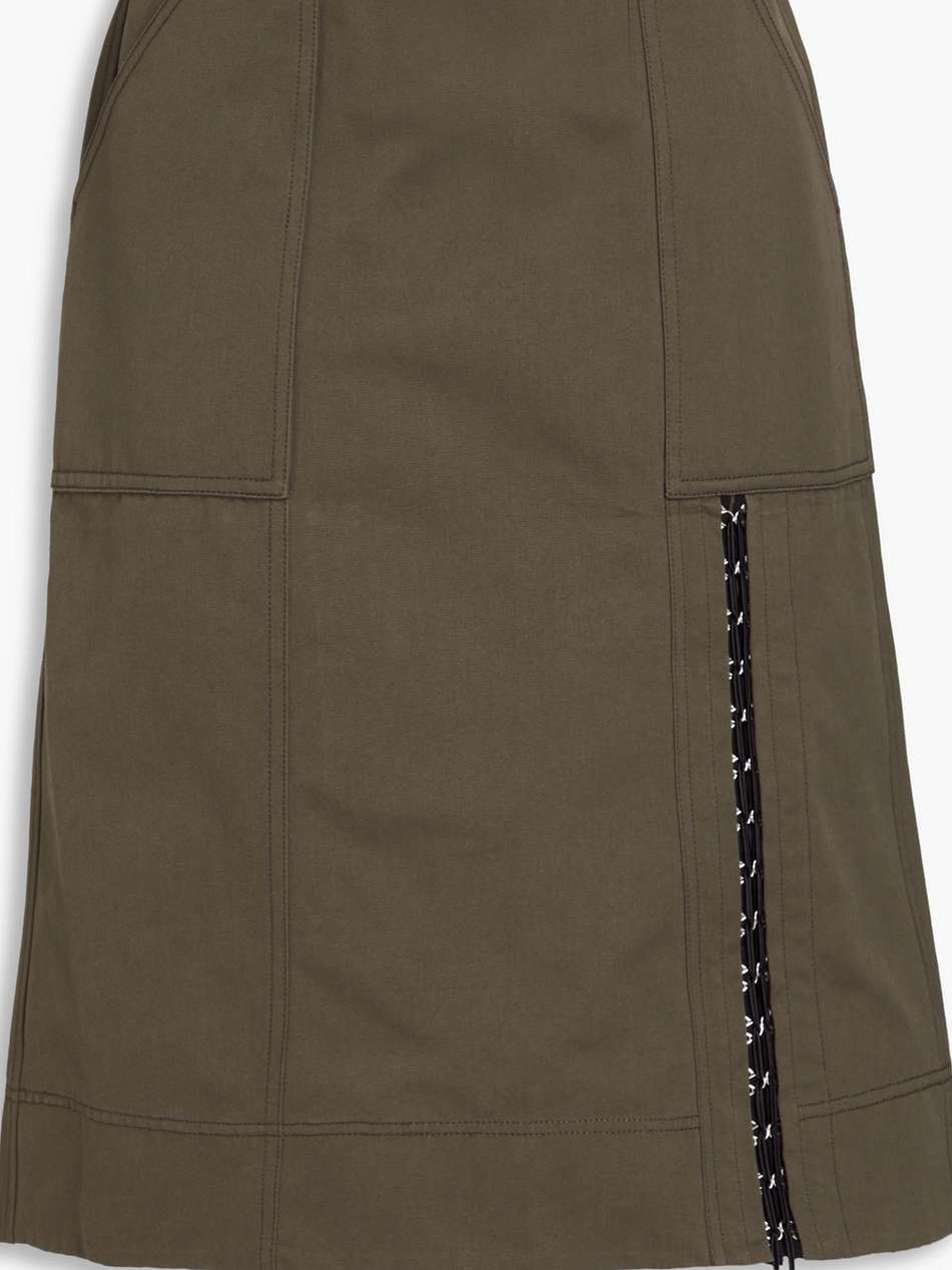 belted lace-up cotton-gabardine skirt