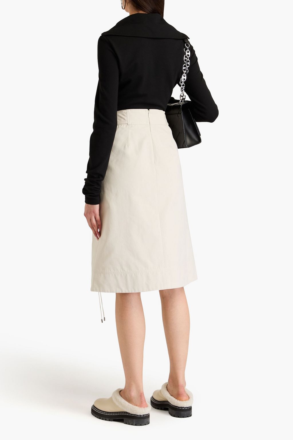 3.1 PHILLIP LIM تنورة مصنوعة من قطن غبردين برباط ومزودة بحزام