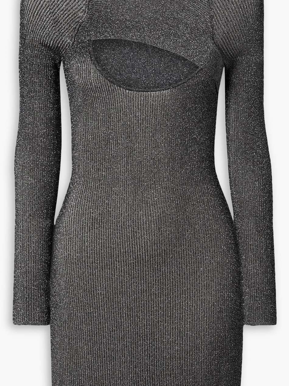 carder cutout metallic ribbed-knit mini dress