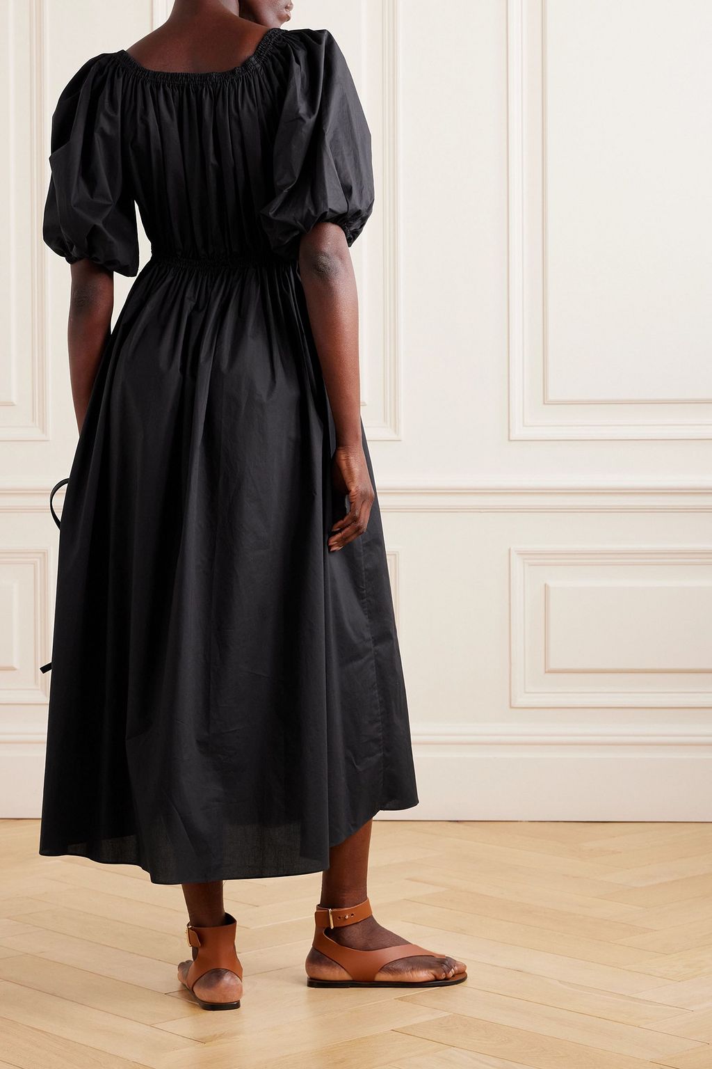 MATTEAU Off-the-shoulder cotton-poplin midi dress