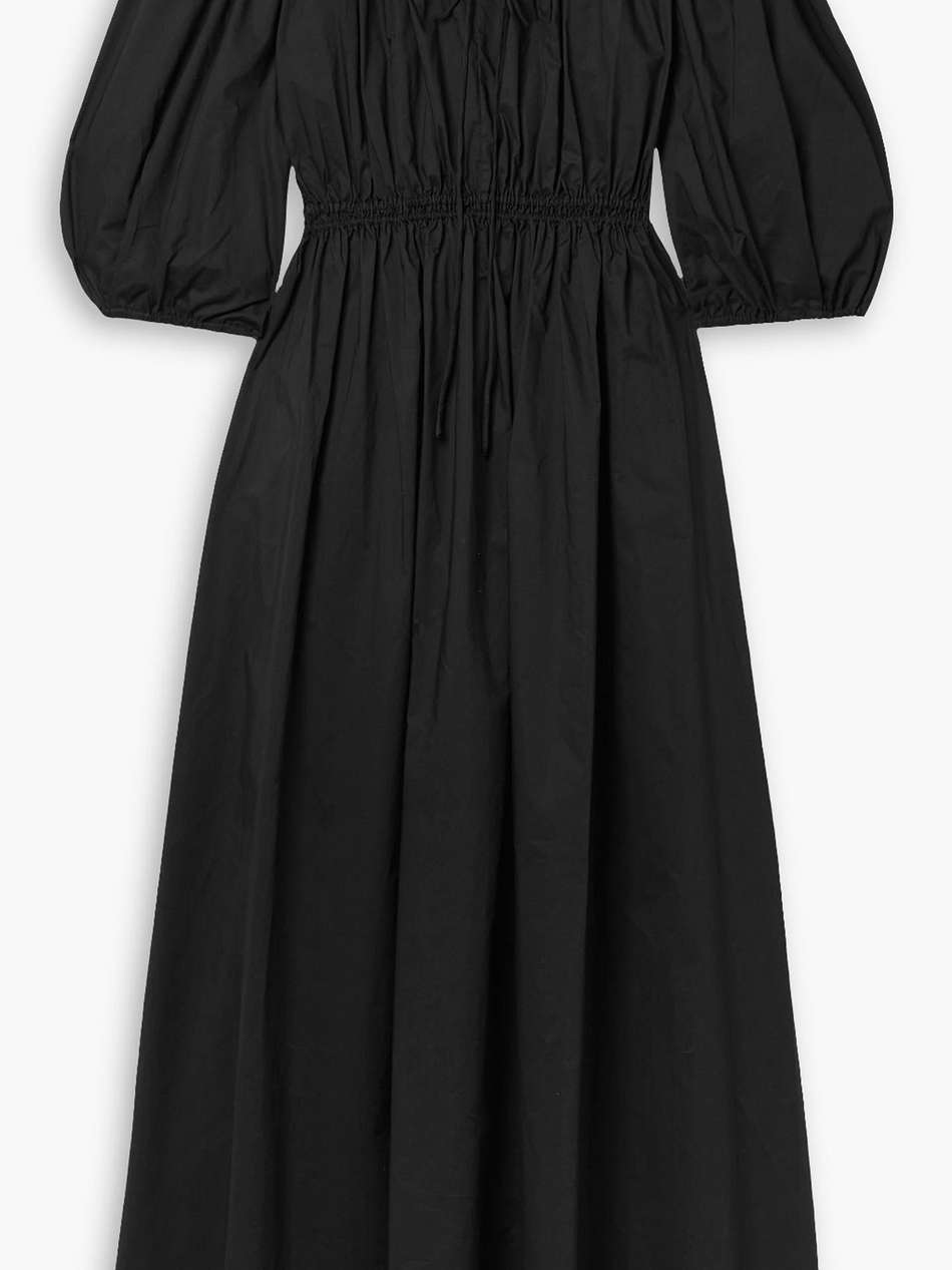 off-the-shoulder cotton-poplin midi dress