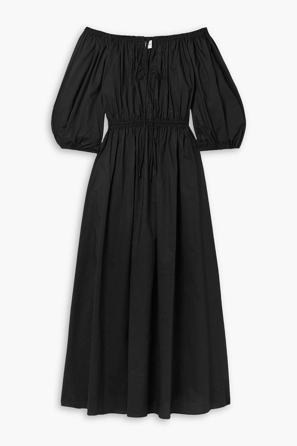 Matteau Off-the-shoulder Organic Cotton-poplin Midi Dress In Black