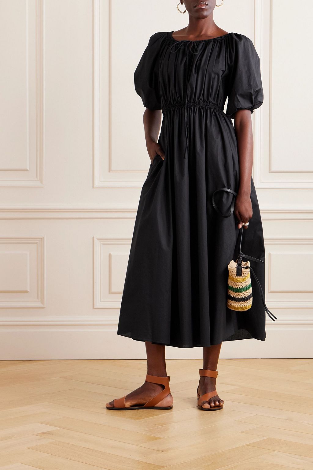 MATTEAU Off-the-shoulder cotton-poplin midi dress