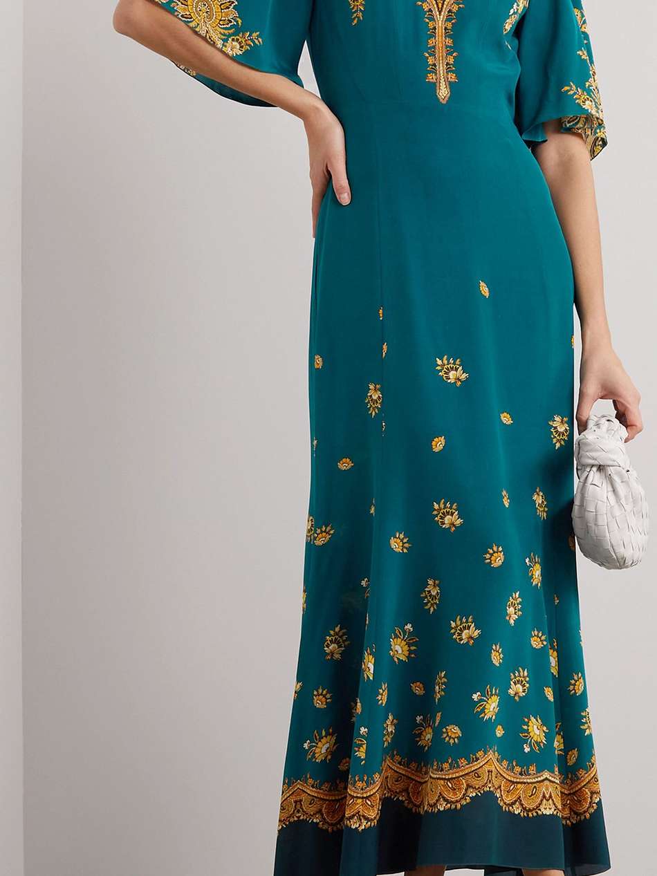 paisley-print silk crepe de chine maxi dress