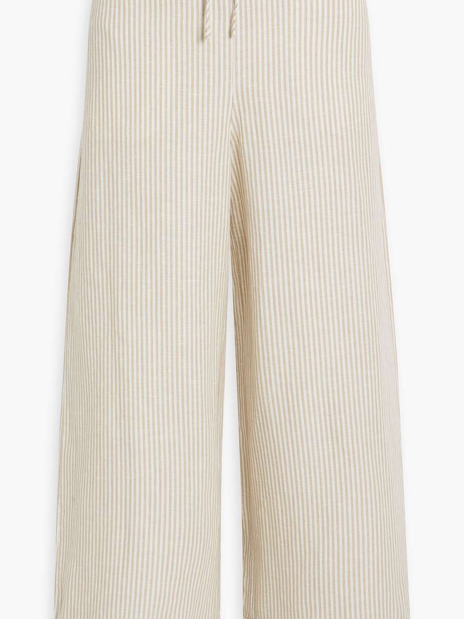 striped linen and lyocell-blend wide-leg pants