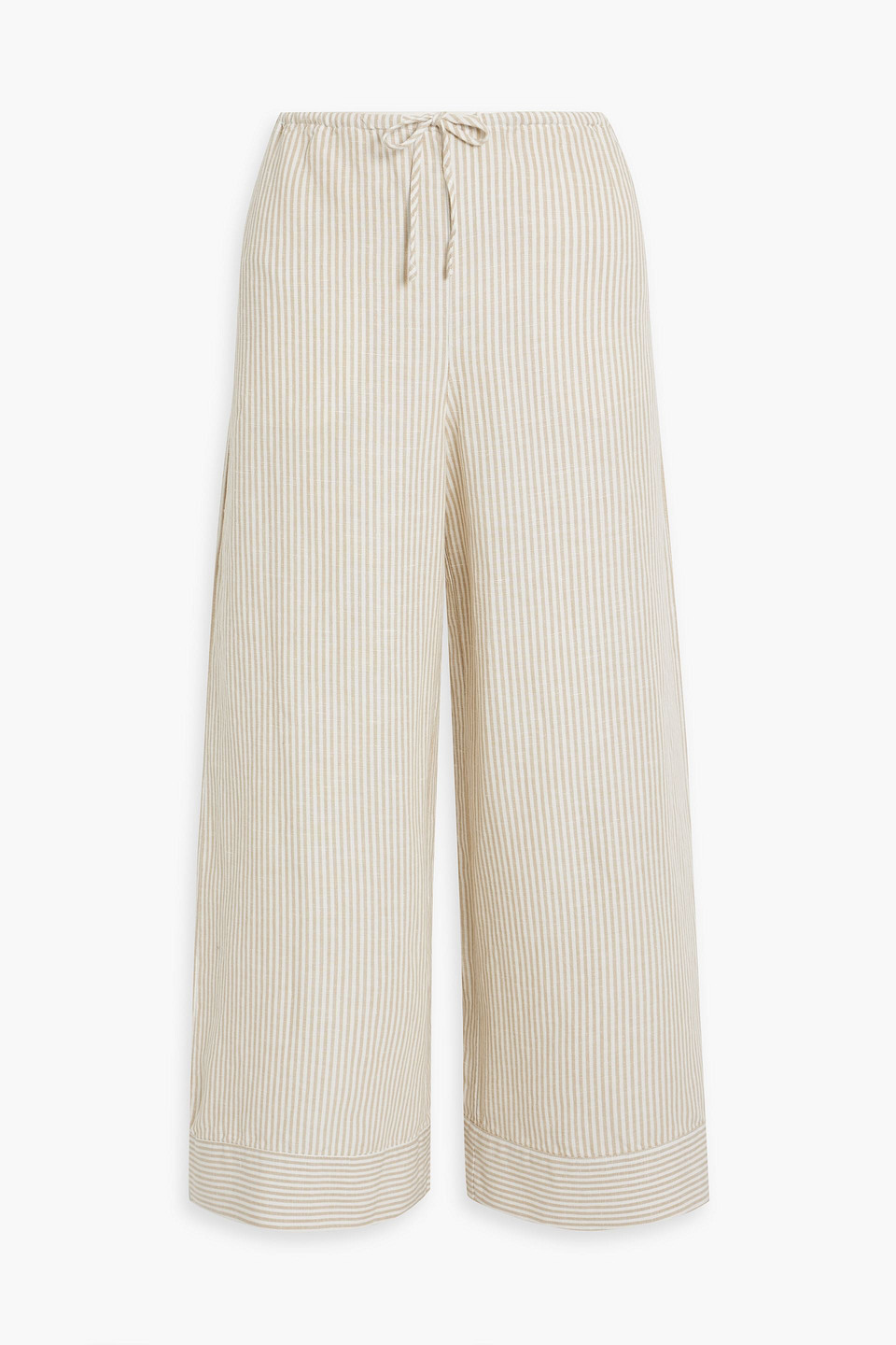 Onia Striped Linen And Lyocell-blend Wide-leg Pants In Beige