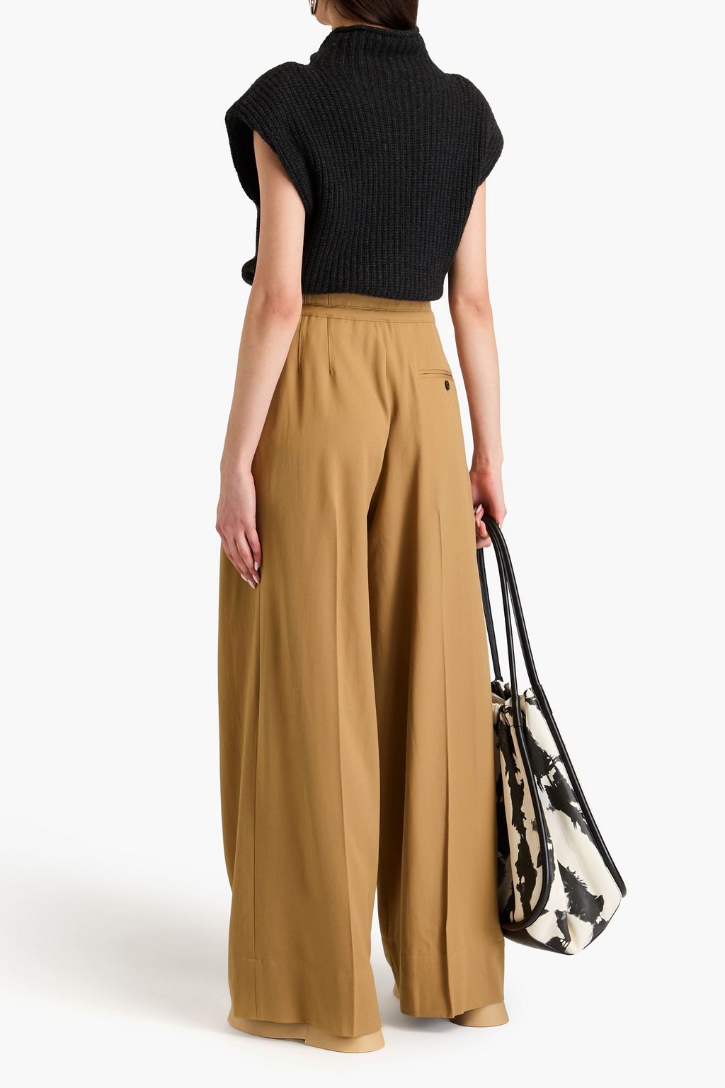 3.1 PHILLIP LIM بنطال بأرجل واسعة مصنوع من صوف التويل ومزين بكسرات