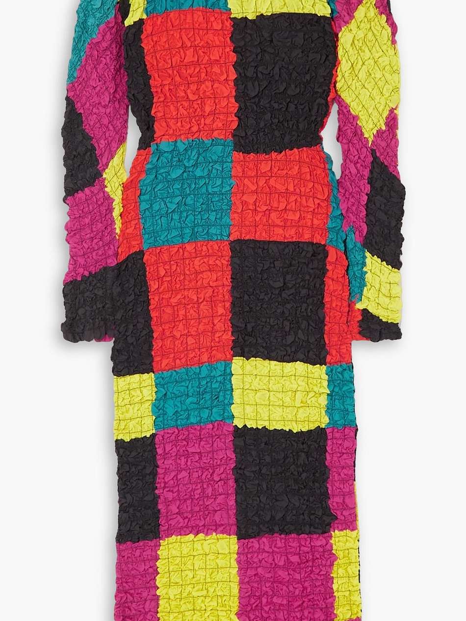 kassia checked tencel™ modal-cloqué midi dress