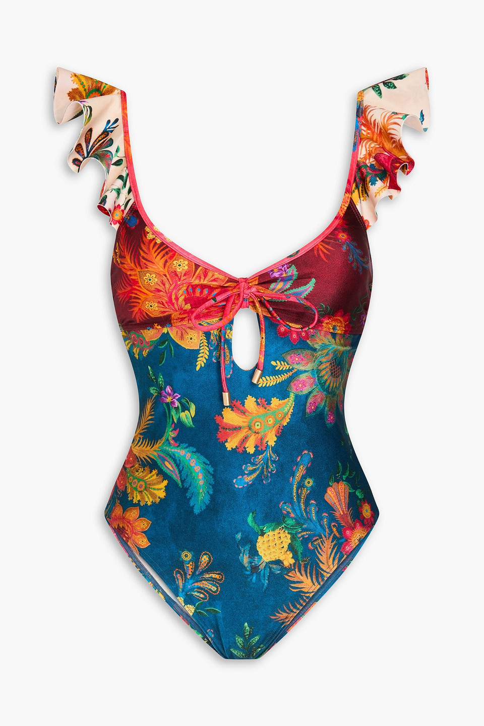 Zimmermann Ruffled Printed Swimsuit In Multi