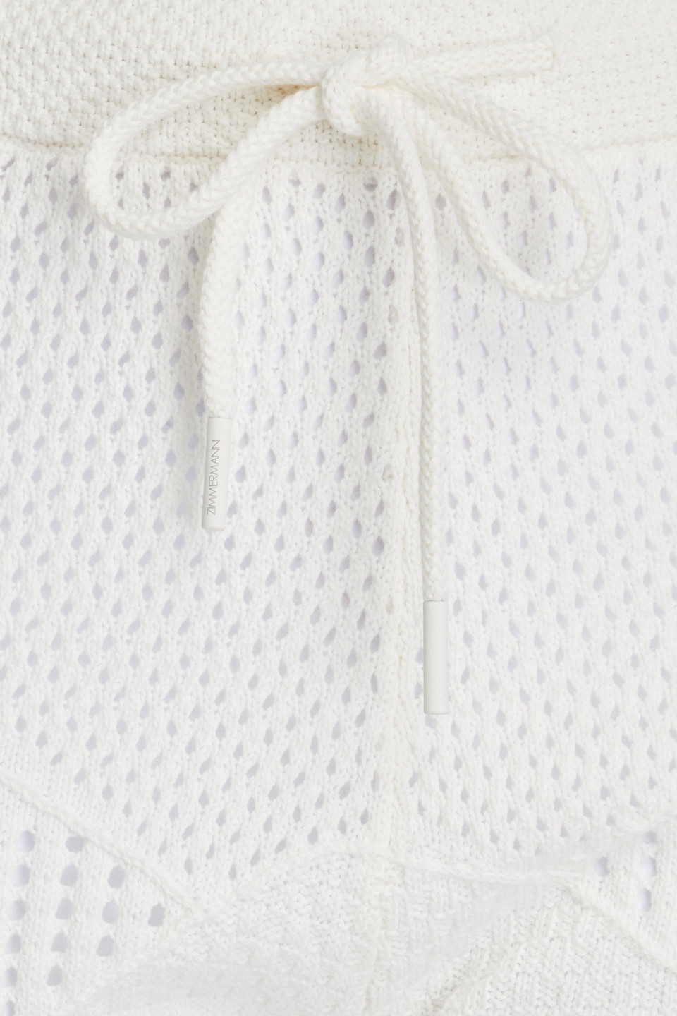 Zimmermann Crochet-knit Cotton Shorts In Weiss