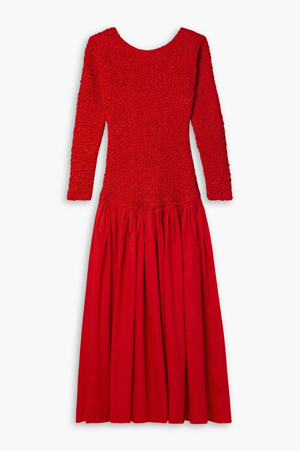 MARA HOFFMAN MEREBA COTTON-POPLIN AND POPCORN JERSEY MIDI DRESS