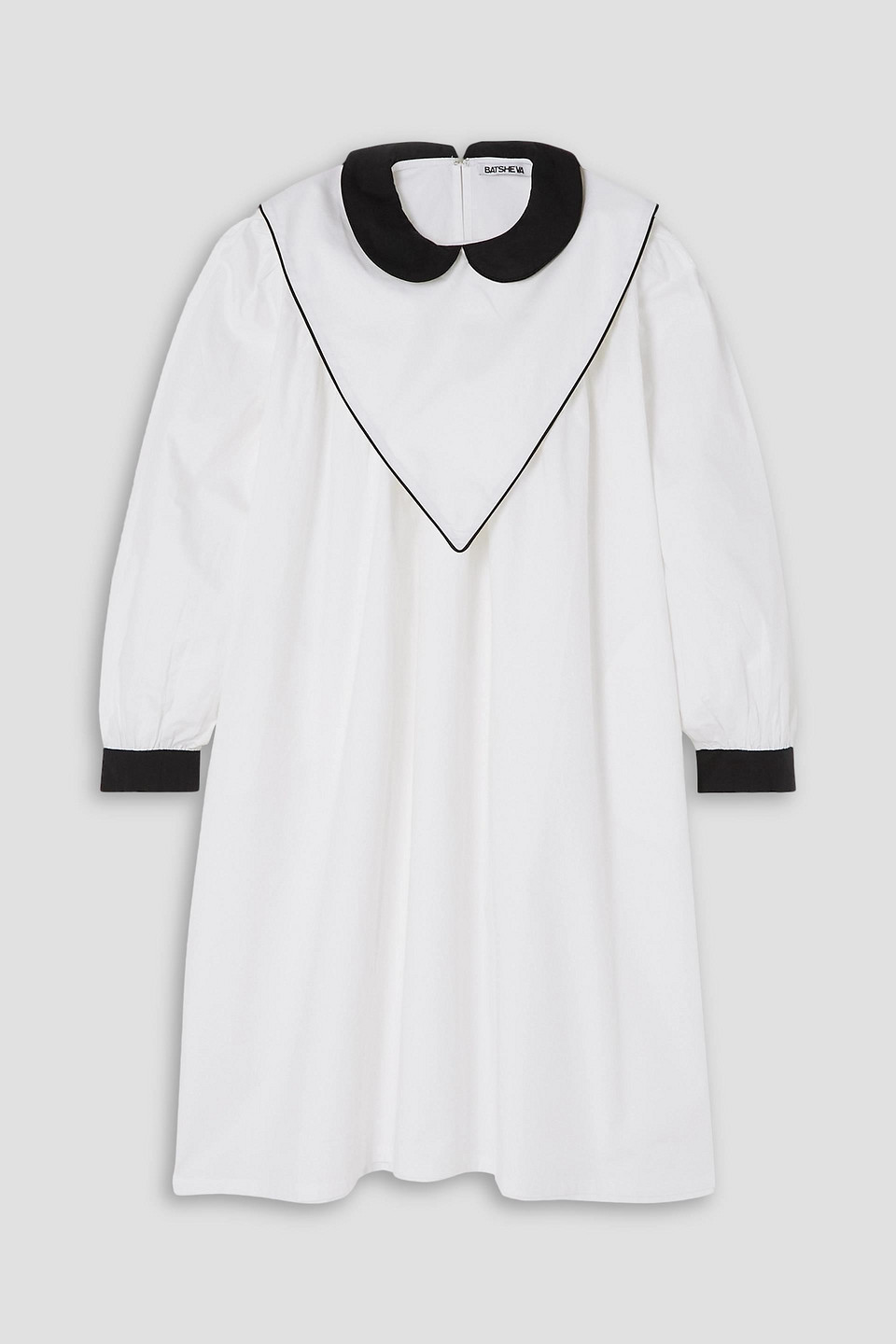 Batsheva Penelope Embellished Cotton-poplin Mini Dress In White