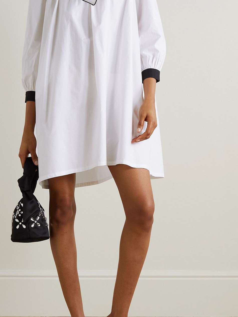 penelope embellished cotton-poplin mini dress