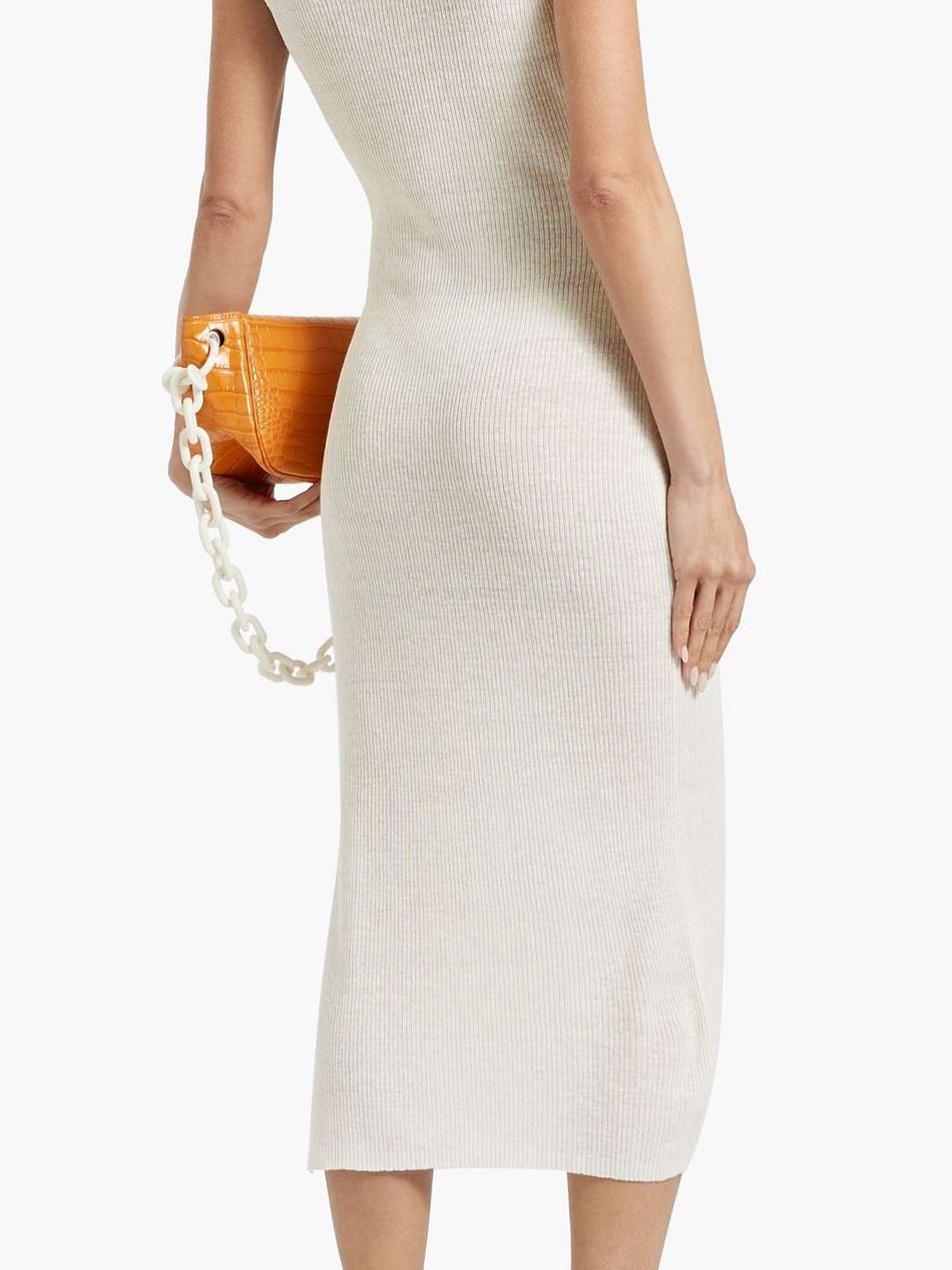 ribbed linen-blend midi dress