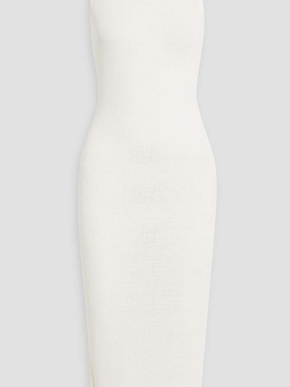 ribbed linen-blend midi dress