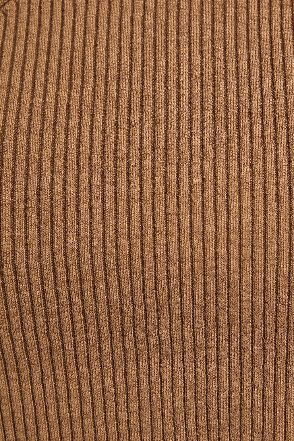 JACQUEMUS Ascu one-shoulder ribbed linen-blend top