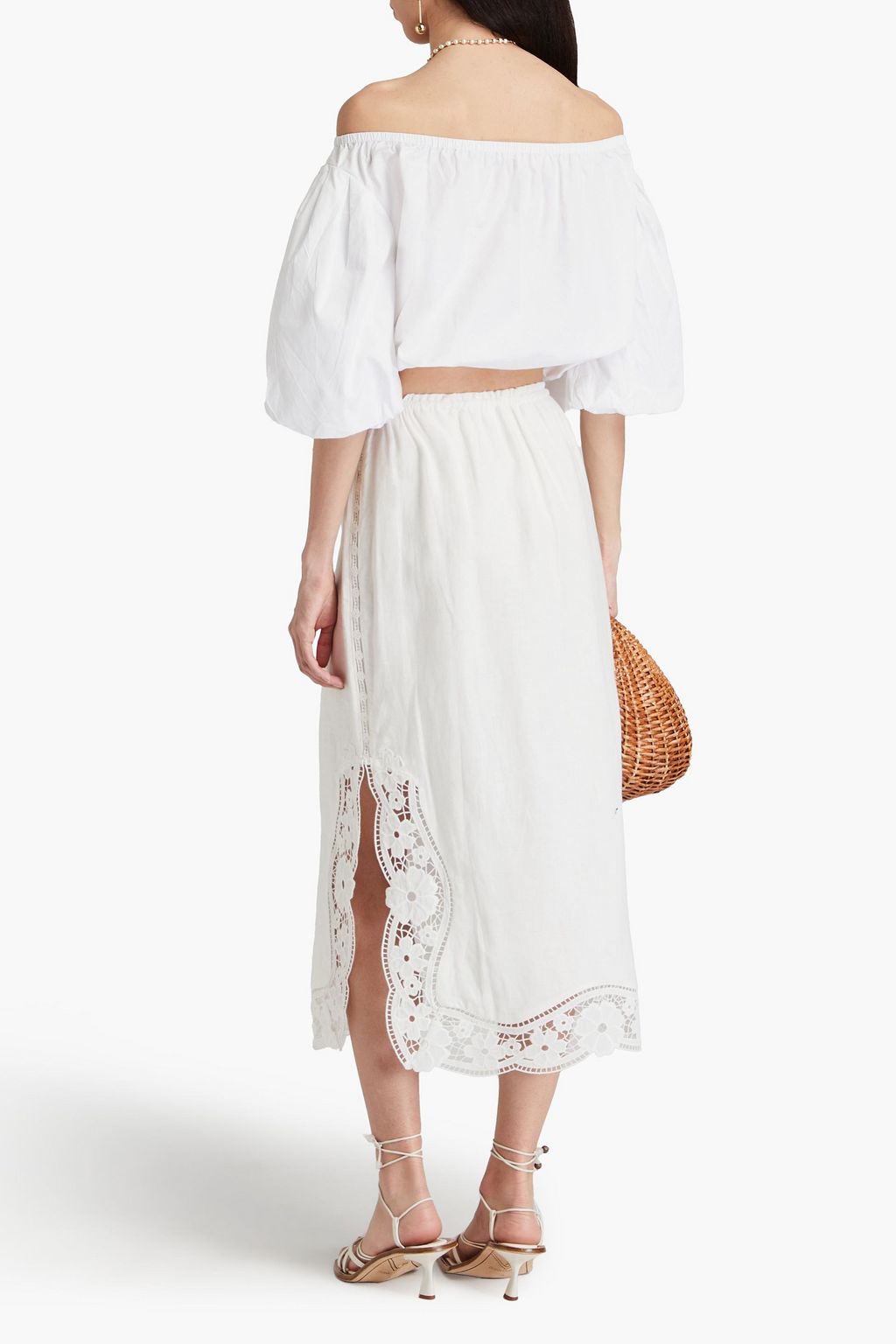 ZIMMERMANN Broderie anglaise linen midi skirt