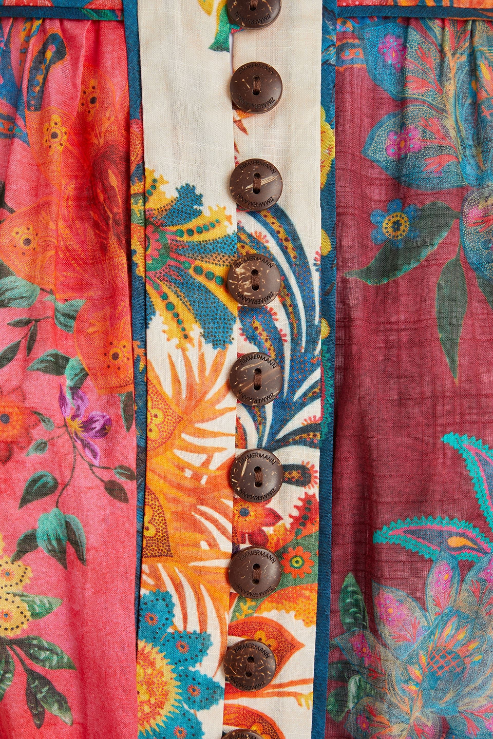 ZIMMERMANN BELTED FLORAL-PRINT COTTON MINI DRESS